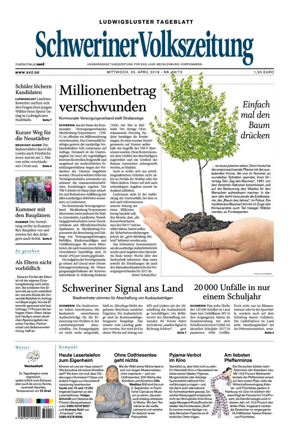 Schweriner Volkszeitung Ludwigsluster Tageblatt 25 April 2018