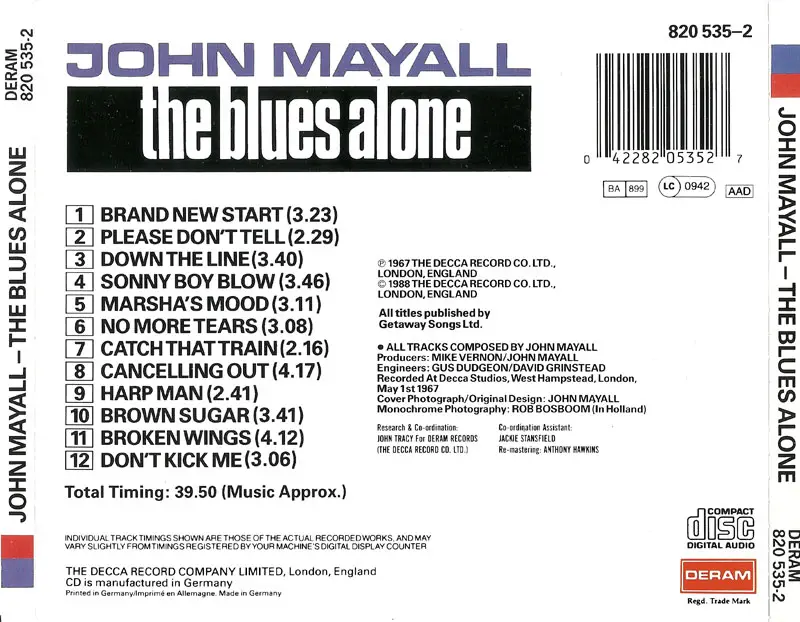 John Mayall The Blues Alone Deram Avaxhome