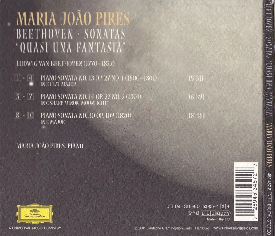 Beethoven Moonlight Piano Sonatas Nos Maria Joao Pires