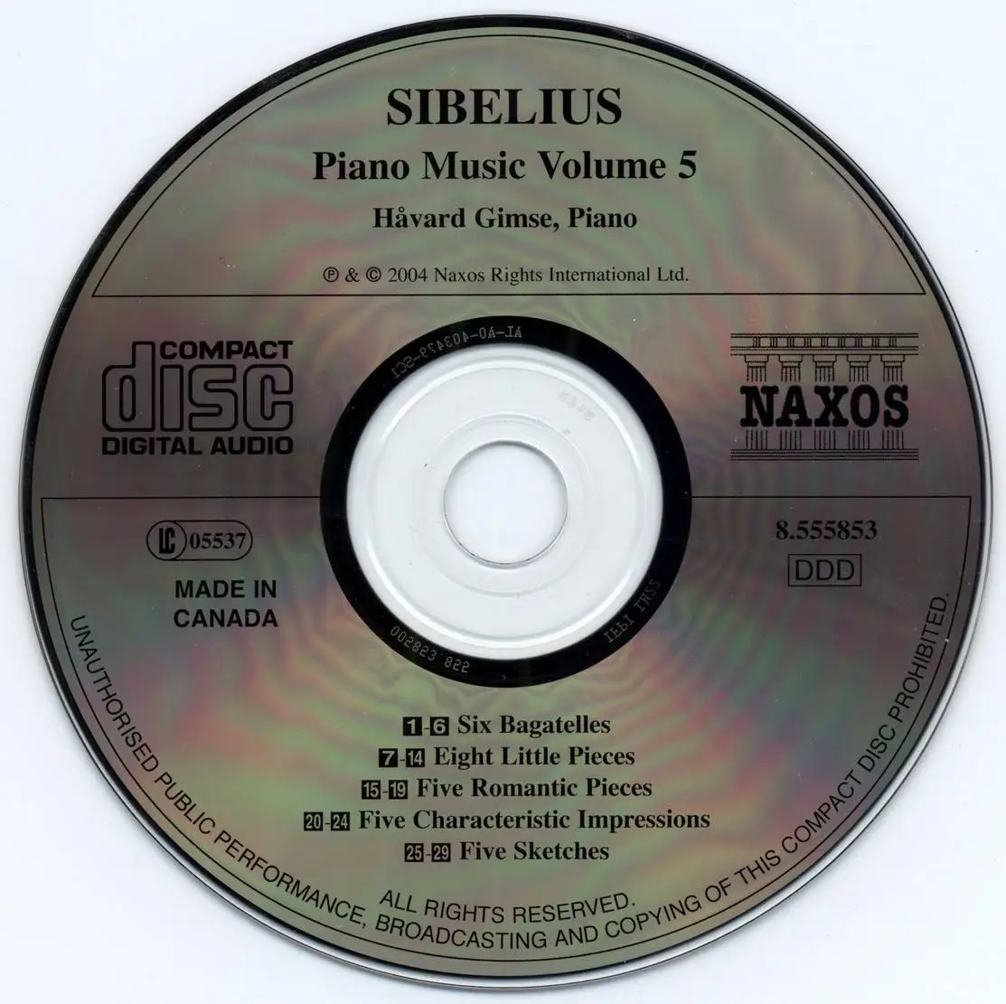 Jean Sibelius Piano Music Vol Havard Gimse Naxos