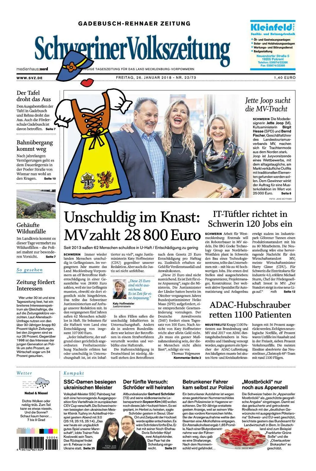 Schweriner Volkszeitung Gadebusch Rehnaer Zeitung 26 Januar