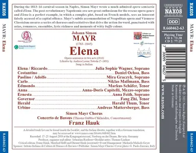 Franz Hauk, Concerto de Bassus - Johann Simon Mayr: Elena (2021)