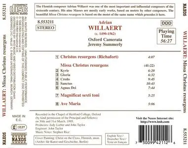 Jeremy Summerly, Oxford Camerata - Adrian Willaert: Missa Christus resurgens, Magnificat sexti toni, Ave Maria (1998)