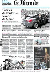 Le Monde et Supplément Economique du Mardi 10 Juillet 2012