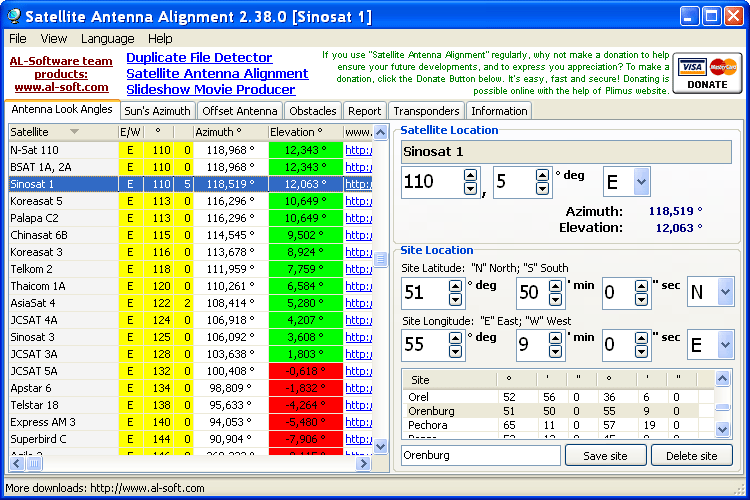 Satellite antenna alignment