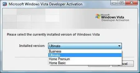 Windows Vista Developer Activation 