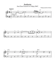 Andante from Piano Concerto in C Major (Elvira Madigan) K467 - Wolfgang Amadeus Mozart (Piano-Vocal-Guitar (Piano Accomp