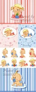 Newborn Baby Cards Vector