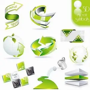 3D Icons Green Set