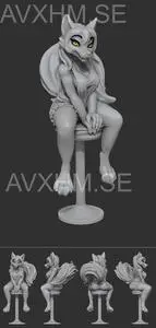 Wolf on Bar Stool