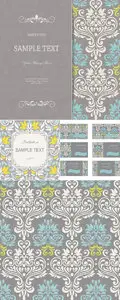 Gray Vintage Floral Backgrounds Vector