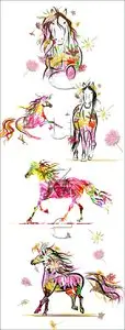 Vector Set Horse a Simbol of 2014 Year