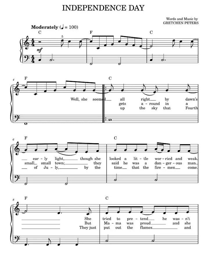 Independence day Martina McBride (Easy Piano) / AvaxHome