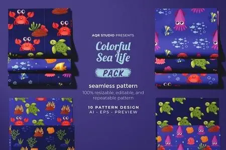 Colorful Sea Life - Pattern E4QDW42