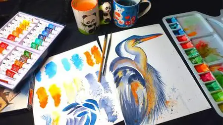 Watercolor Painting: Learn To Paint Great Blue Heron