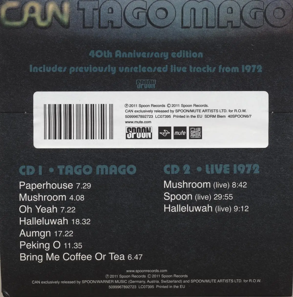 Can Tago Mago 1971. Can Tago Mago. CD Spoon a Series of Sneaks CD.