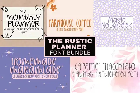 The Rustic Planner Font Bundle - 5 Premium Fonts