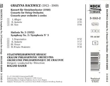 Bacewicz - Symphony No.3, Concerto for String Orchestra