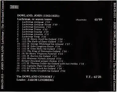 John Dowland - Lachrimae, or Seaven Teares - The Dowland Consort & Jakob Lindberg (1988) {Grammofon AB BIS - BIS-CD-315}