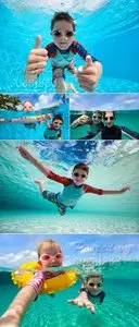 Stock Photo - Kids Underwater