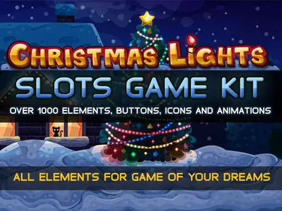 CreativeMarket - Christmas lights slots game kit
