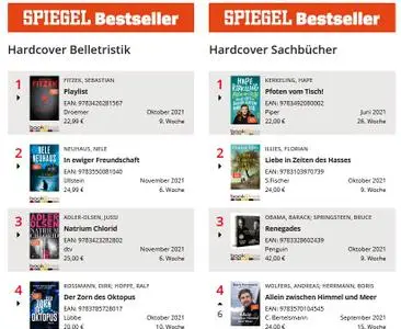 Spiegel-Bestseller-Liste KW 01/2022