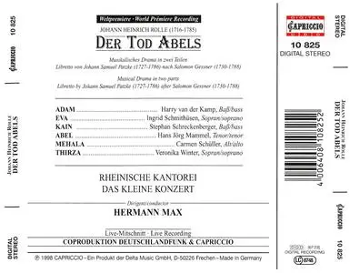 Hermann Max, Rheinische Kantorei, Das Kleine Konzert - Johann Heinrich Rolle: Der Tod Abels (1998)