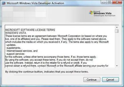 Windows Vista Developer Activation 