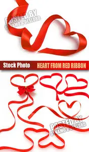 UHQ Stock Photo - Heart from red ribbon