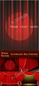 Stock Vector - Illuminated Red Curtains