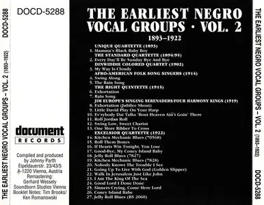 VA - Earliest Negro Vocal Groups, Vol. 2 (1893-1922) (1994)