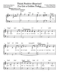Think Positive (Reprise) - Leslie Bricusse, Willy Wonka (Easy Piano)