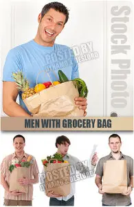 UHQ Stock Photo - Men with grocery bag