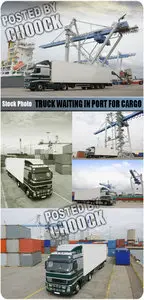 Stock Photo: Truck waiting in port for cargo