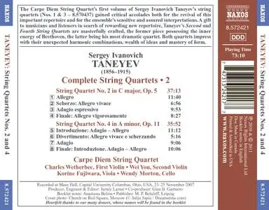 Carpe Diem String Quartet - Sergey Ivanovich Taneyev: Complete String Quartets, Vol. 2 (Nos. 2 and 4) (2011)