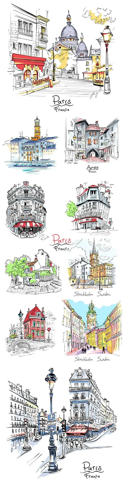 Picturesque view city with beautiful houses and streets