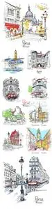 Picturesque view city with beautiful houses and streets