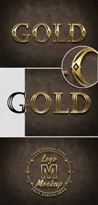 AS - Old Gold Text Style with 3D Glossy Effect Mockup 442990453