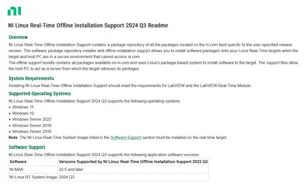 NI Linux Real-Time Offline Installation Support 2024 Q3