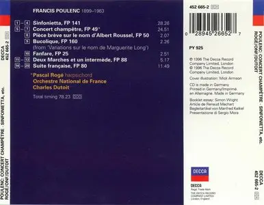 Poulenc · Concert champêtre · Sinfonietta · Suite Francaise