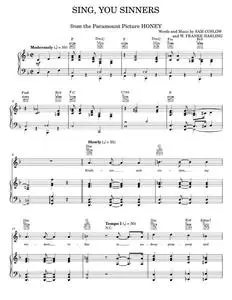 Sing, You Sinners - Arthur Johnston with lyrics by Sam Coslow (Piano-Vocal-Guitar)