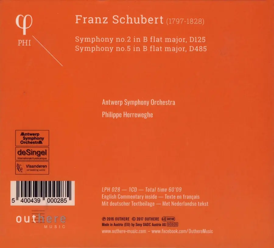 Philippe Herreweghe, Antwerp Symphony Orchestra - Franz Schubert ...