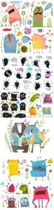 Fun cute little monsters for kids design colorful collection