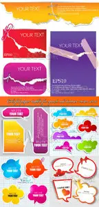 Colorful paper bubble for speech and banner vector set 15