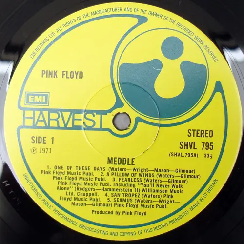 Музыка студийного качества слушать flac 24. Pink Floyd - meddle LP. Pink Floyd meddle 1971. EMI винил. Pink Floyd пластинки стерео.