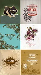 Vintage Floral Vector Illystrations Set 8