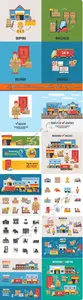Logistic and Delivery templates flat design vector