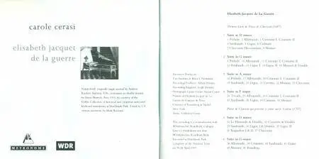 Elisabeth Jacquet de La Guerre (1665-1729) - The Complete Harpsichord Suites - Carole Cerasi (1998) {Metronome MET CD 1026}
