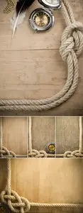 Stock Photo - Ship Rope on Wood Background