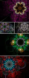 Stock Photo - Dark Fractal Flowers